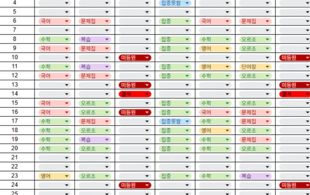 학습이력 기록표
